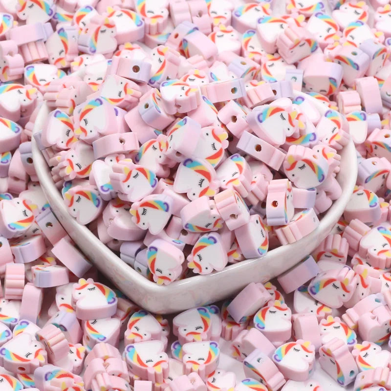 10mm Cartoon Unicorn Clay Beads