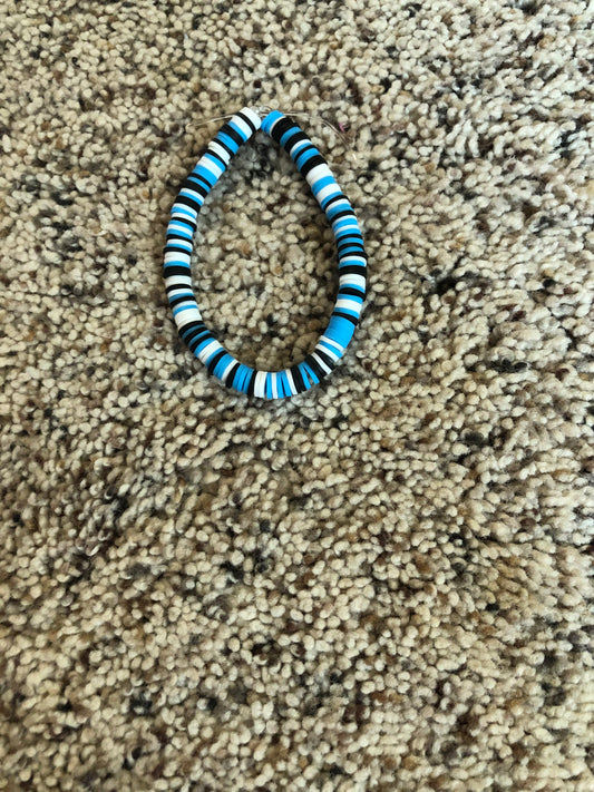 Handmade by Addie- Blue & Black Beaded Hoop Bracelet