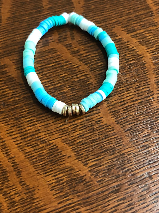 Handmade by Addie- Blue beaded bracelet