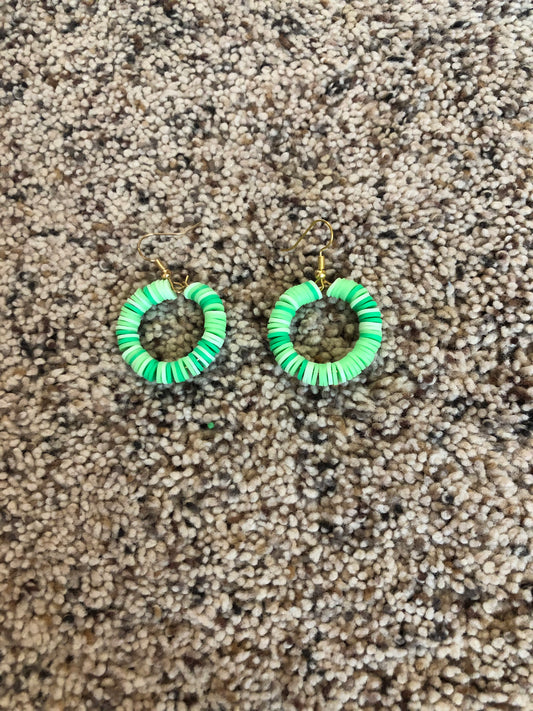 Handmade by Addie- Green beaded earrings