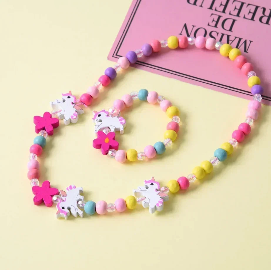 Unicorn Beads Necklace & Bracelet Set